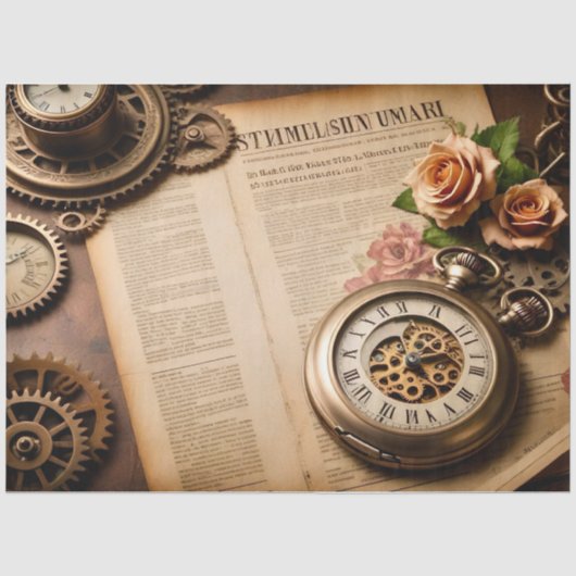 Mousseline Papier de couverture, SteamFunk Clock 1 (Recto)