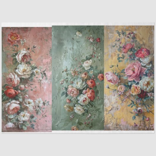 Mousseline Papier De Décopauge Floral Pour Tableaux. (Recto)