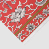 Mousseline Papier de découpage à fleurs rouge, gris et blanc (Détail)