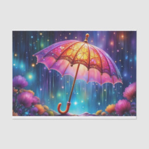 Mousseline Papier de découpage à parapluie blanc rose néon