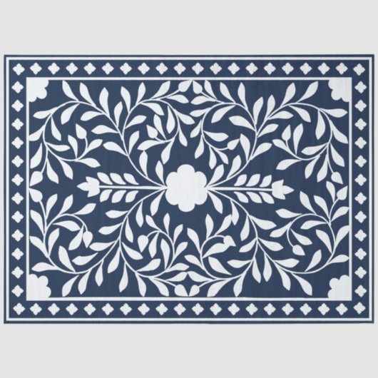 Mousseline Papier de découpage avec incrustation d'os bleu ma (Recto)
