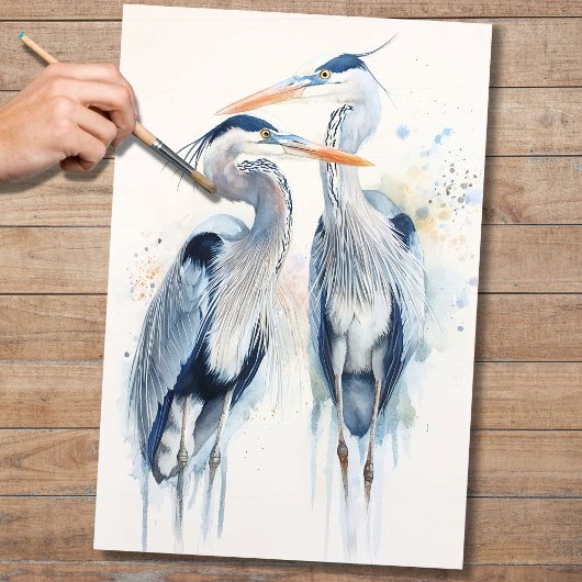 Mousseline Papier de découpage Blue Herons 2