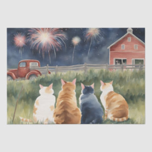 Mousseline Papier de découpage Chats et feux d'artifice