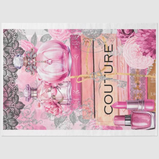 Mousseline Papier de découpage Couture Couture Couture rose e (Recto)