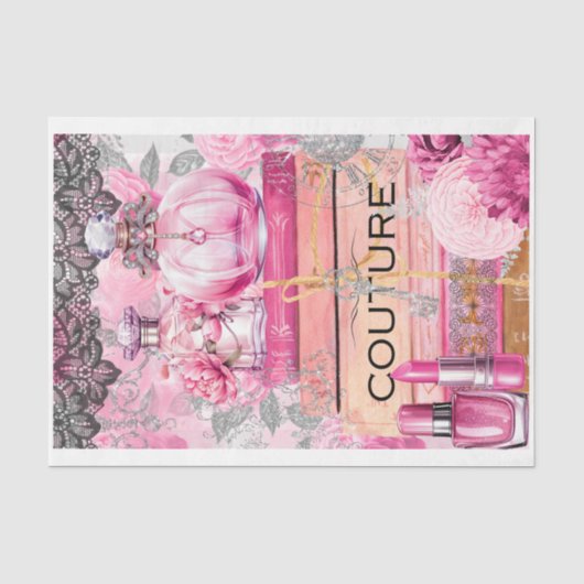 Mousseline Papier de découpage Couture Couture Couture rose e (Recto)