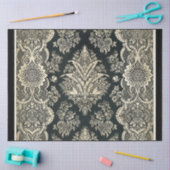 Mousseline Papier de découpage Damas noir et blanc (Artisanat)