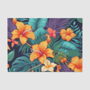 Mousseline Papier de découpage de fleurs orange tropicales