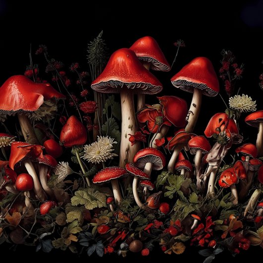 Mousseline Papier de découpage de forêt de champignons rouges