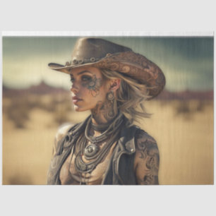 Mousseline Papier de découpage de la cow-girl Steampunk   Wes
