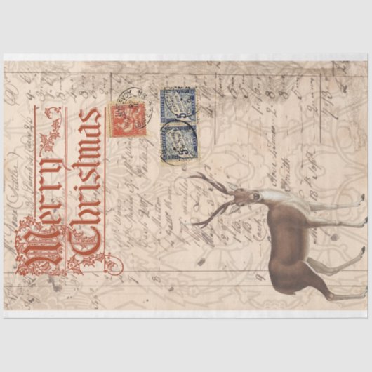 Mousseline Papier de découpage de l'éphémère des cerfs de Noë (Recto)