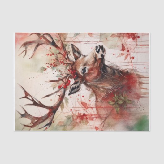 Mousseline Papier de découpage de rennes de Noël (Recto)