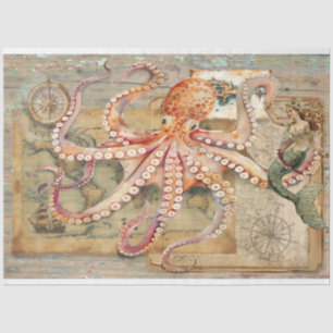 Mousseline Papier de découpage de sirène d'octopus