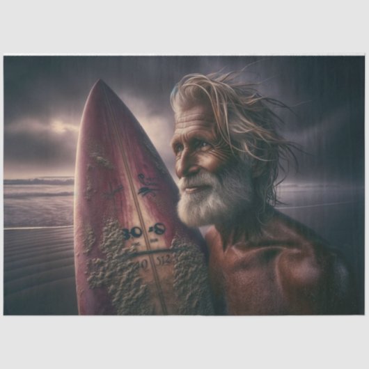 Mousseline Papier de découpage de surf et surfeur de minuit (Recto)