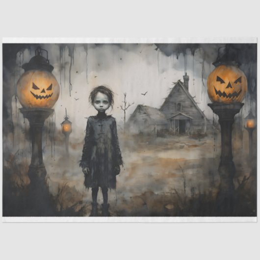 Mousseline Papier de découpage éffrayant fille 3 (Recto)