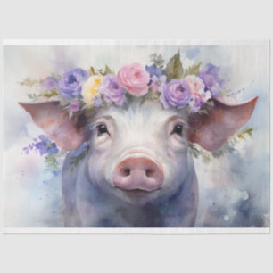 Mousseline Papier de découpage "Emma" Aquarelle Cochon 30x20