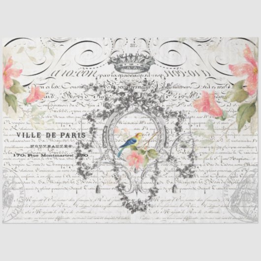 Mousseline Papier de découpage Ephemera d'oiseaux (Recto)