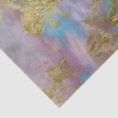Mousseline Papier de découpage fin or, rose et blues (Détail)