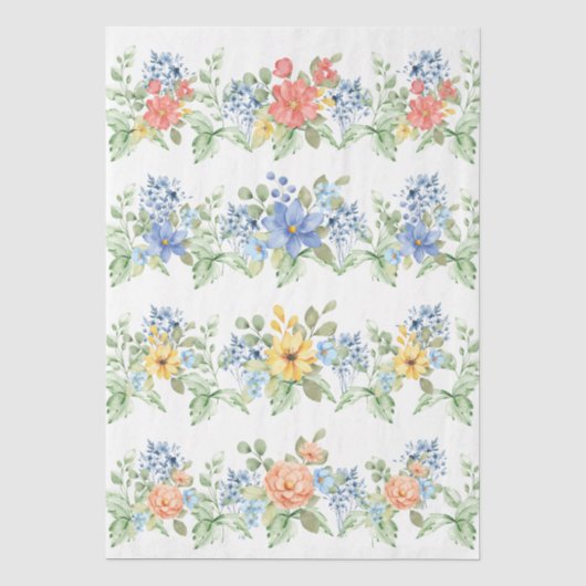 Mousseline Papier de découpage Fleurs pastel de printemps (Recto)