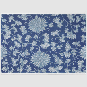 Mousseline Papier de découpage floral bleu et blanc