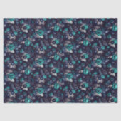 Mousseline Papier de découpage floral bleu foncé et turquoise (Recto)