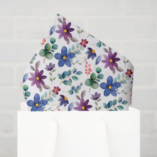 Mousseline Papier de découpage floral bleu violet