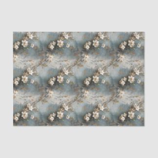 Mousseline Papier de découpage floral Dusty Blue et Ivory Sha