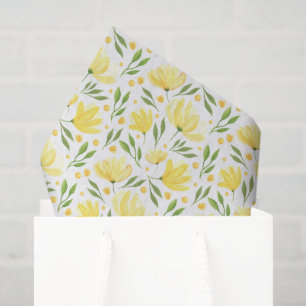 Mousseline Papier de découpage floral jaune, botanique