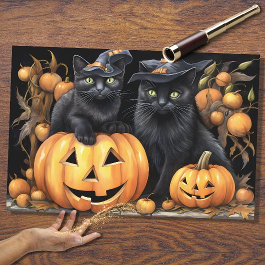 Mousseline Papier de découpage Halloween Cats 2