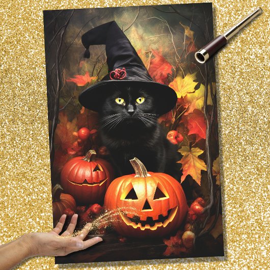 Mousseline Papier de découpage Halloween Witch Cat 3