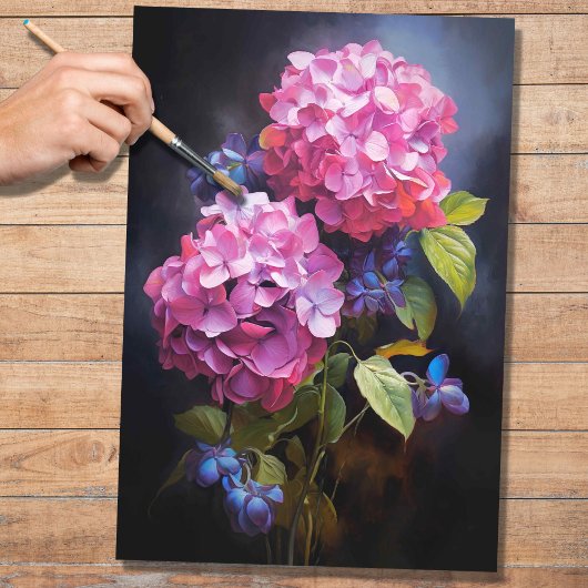Mousseline Papier de découpage Hydrangea 1 rose