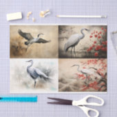Mousseline Papier de découpage japonais Collage de grues 2 (Artisanat)