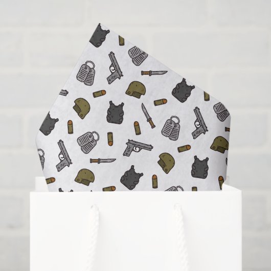 Mousseline Papier de découpage militaire, tactique de l'armée (Sac cadeau)