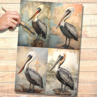 Mousseline Papier de découpage Pélican Collage 1