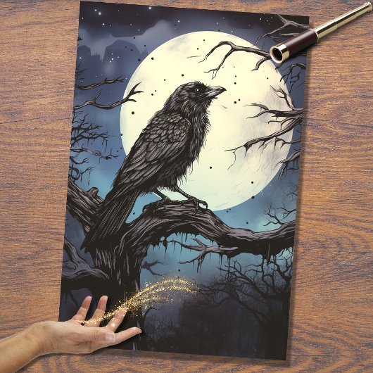 Mousseline Papier de découpage Raven 1 Halloween