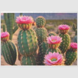 Mousseline Papier de découpage rose et vert Cactus Arizona