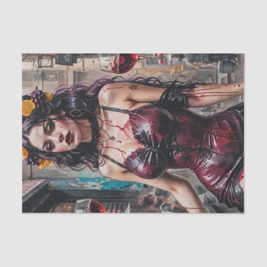 Mousseline Papier de découpage Sangria Siren (Recto)