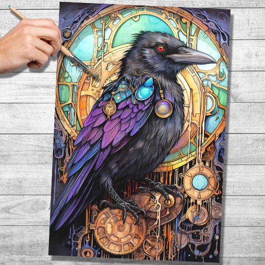 Mousseline Papier de découpage Steampunk Raven 3