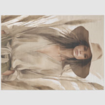 Papier de découpage tissue femme Bohème neutre