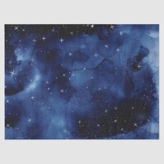 Mousseline Papier de fond bleu Galaxy Stars (Recto)