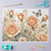 Mousseline Papier de fond de découpage 18b Roses de pêche (Artisanat)