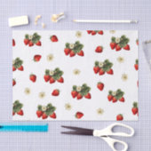 Mousseline Papier de fraise avec fleurs sur blanc (Artisanat)