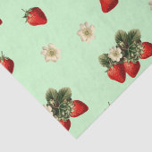 Mousseline Papier de fraise avec fleurs sur vert (Détail)