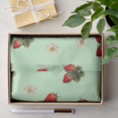 Mousseline Papier de fraise avec fleurs sur vert (Cadeau)