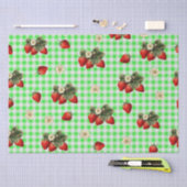 Mousseline Papier de fraise sur en vichy vert (Artisanat)