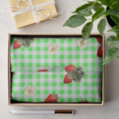 Mousseline Papier de fraise sur en vichy vert (Cadeau)