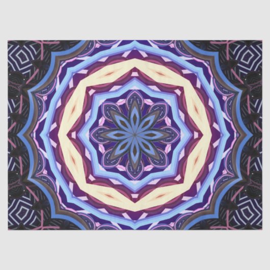 Mousseline papier de mandala de fleurs bleues (Recto)