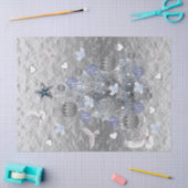 Mousseline Papier de Noël Papier Bleu Arbre Argent Doses (Artisanat)