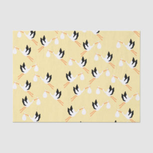Mousseline Papier de papier de Baby shower de cigogne jaune