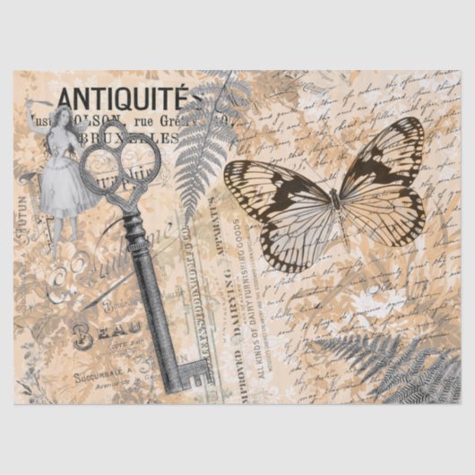 Mousseline Papier de papier de découpage de clé papillon (Recto)