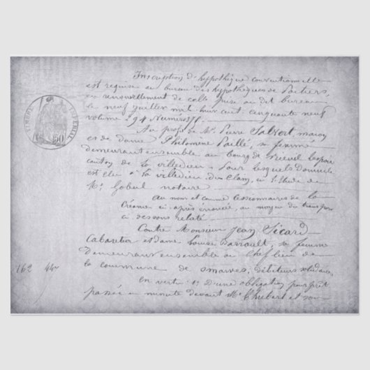 Mousseline Papier de papier de découpage vieux script françai (Recto)